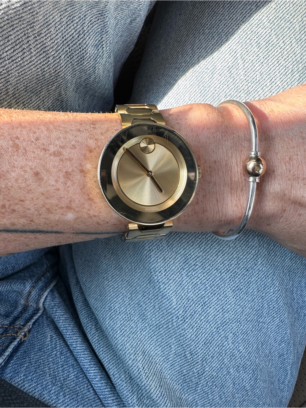 Movado Bold Gold Stainless Minimalist Bracelet Watch